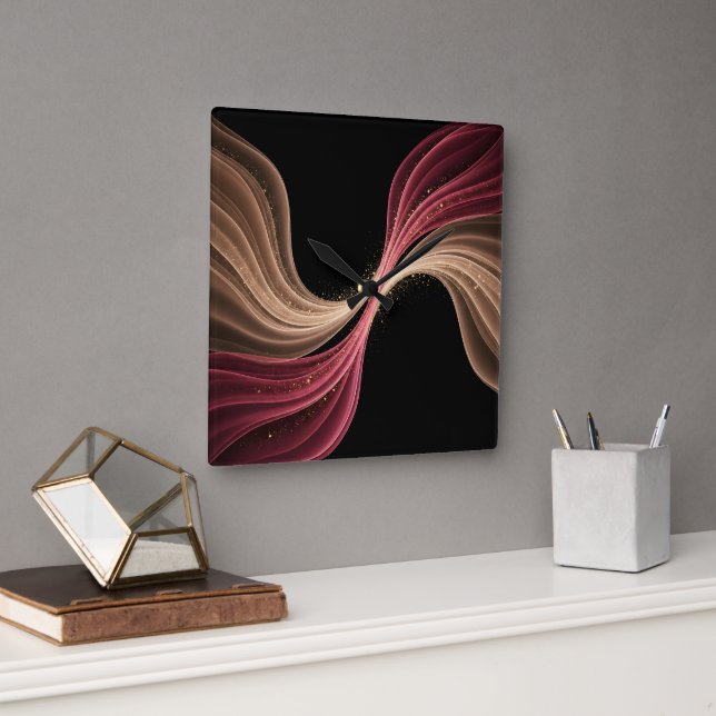 Horloge Carrée Flux Éternel de l'Amour — Art Romantique Abstrait (Bureau)