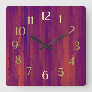 Horloge Carrée Flux Techno Plum et Orange