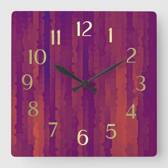 Horloge Carrée Flux Techno Plum et Orange (Recto)