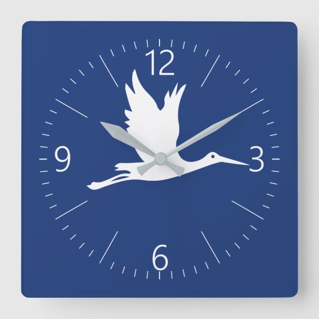 Horloge Carrée Flying white stork (Recto)