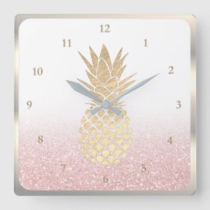 Horloge Carrée foil pineappes