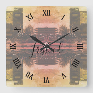 Horloge Carrée Fontaine vintage Iraq Bagdad
