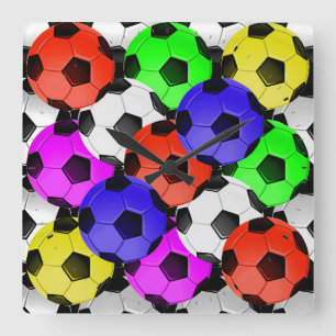Horloge Carrée Football américain multicolore