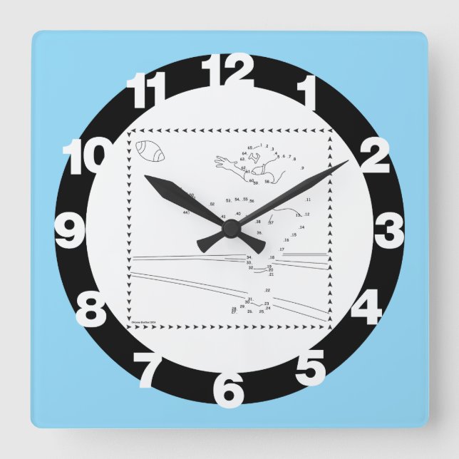 Horloge Carrée Football Kicker Connectez Les Points (Recto)