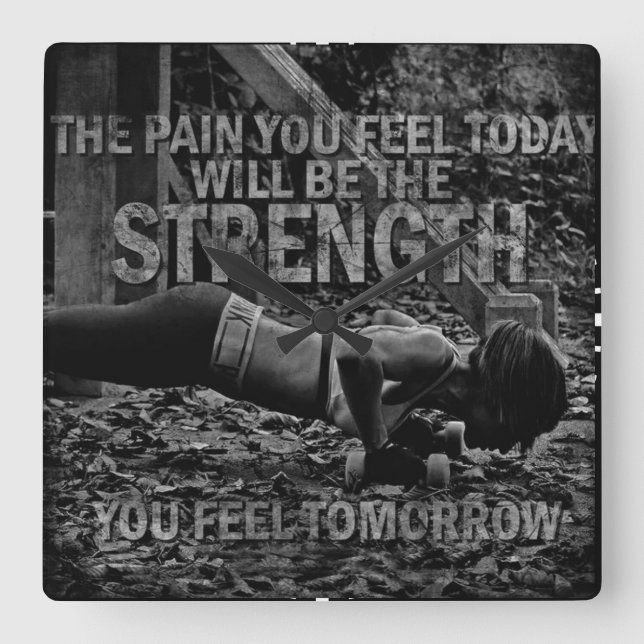 Horloge Carrée FORCE - Motivation de l'entraînement des femmes (Recto)