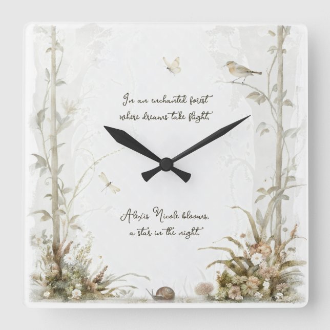Horloge Carrée Forêt enchantée Ethereal (Recto)