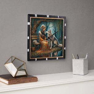 Horloge Carrée Forêt indienne autochtone : un moment de douceur