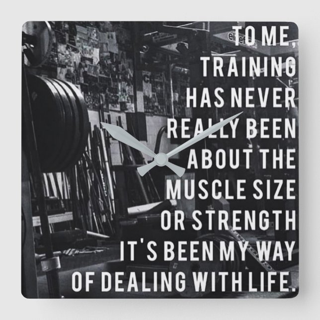 Horloge Carrée Formations Poids Mots Inspirants (Recto)