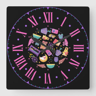 Horloge Carrée Formes et icônes pour bébés Numéros romains