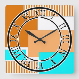 Horloge Carrée Formes géométriques découpées en papier