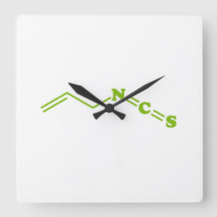 Horloge Carrée Formule moléculaire de l'isothiocyanate de Wasabi