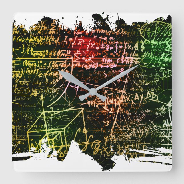 Horloge Carrée Formules dans l'espace mathématique (Recto)