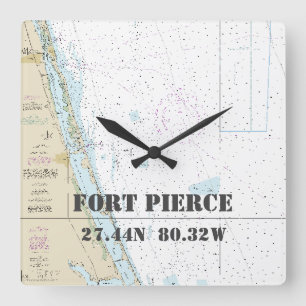 Horloge Carrée Fort Pierce FL Latitude & Longitude Nautical Chart