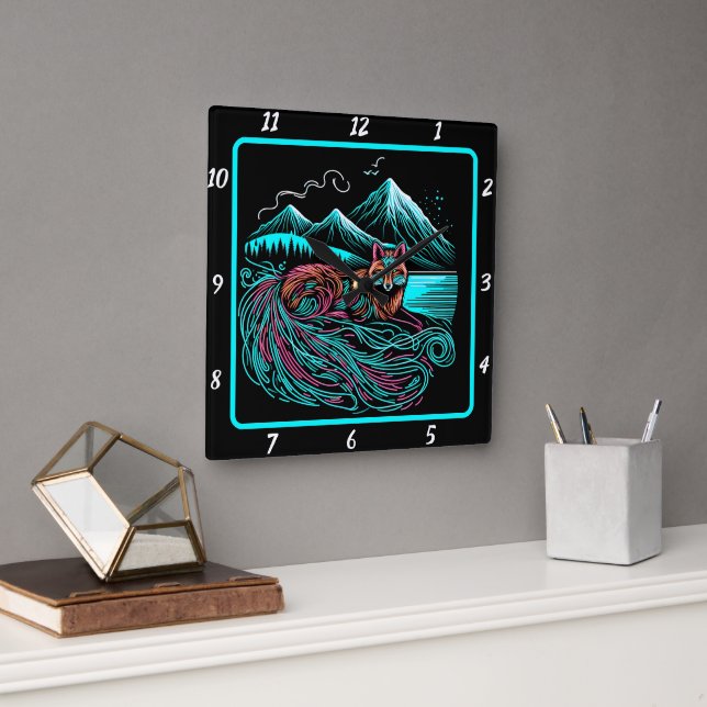 Horloge Carrée Fox Guardian des falaises (Bureau)