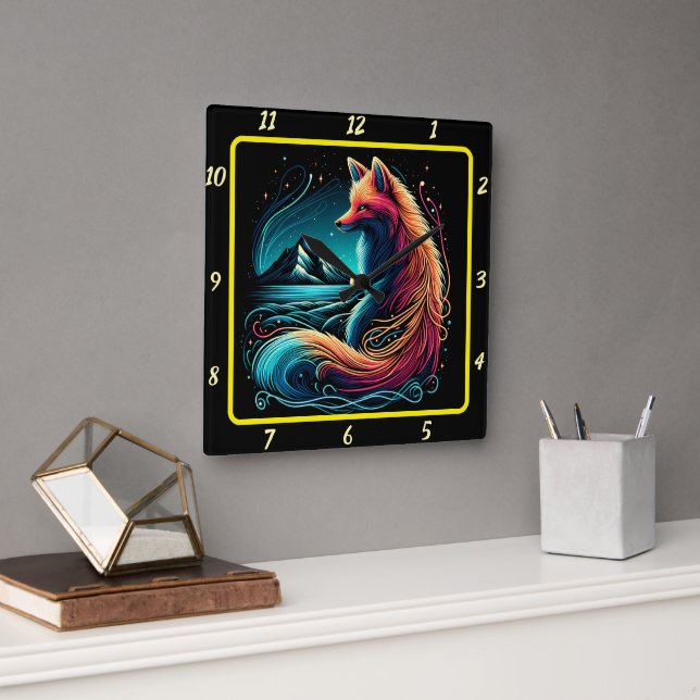 Horloge Carrée Fox Surplombant les monts Midnight (Bureau)
