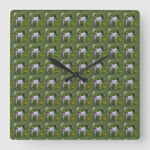 Horloge Carrée Fox Terrier With His Yellow Ball, Square Wallclock