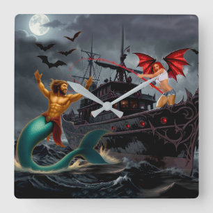 Horloge Carrée Foxy Roxy Vampire Rebelle-Hautes Mers