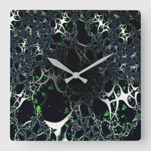 Horloge Carrée Fracale blanche imparfaite sur l'espace noir, tric