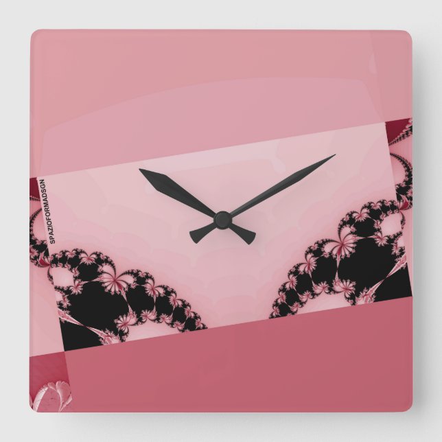 Horloge Carrée Fractal Garden crémeux (Recto)