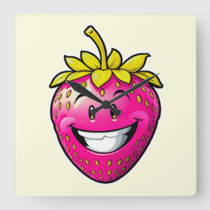 Horloge Carrée Fraise rose