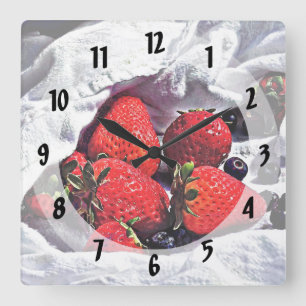 Horloge Carrée Fraises