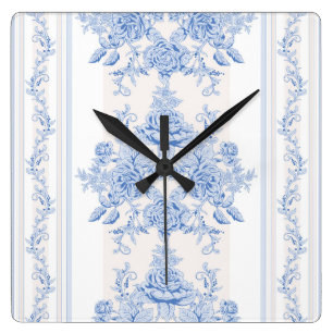 Horloge Carrée français, shabby chic, vintage, bleu pâle, blanc,