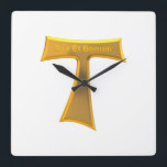 Horloge Carrée Franciscan Tau<br><div class="desc">Franciscan Tau

Feel free to change the background color and/or other options via Zazzle's great customization tools.</div>