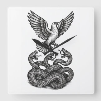 Horloge Carrée Freedom Rises: Dove vs. Viper Clock Art