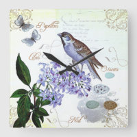 French Bird Floral Collage Vintage