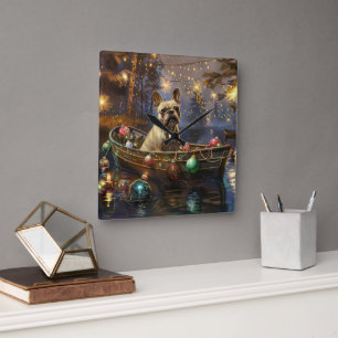 Horloge Carrée French Bulldog Christmas Festive Voyage