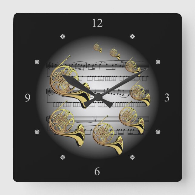 Horloge Carrée French Horn ~ Musique ~ La musique ~ Música ~ Musi (Recto)