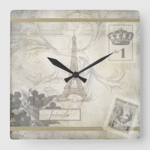 Horloge Carrée French Shabby Chic Clock