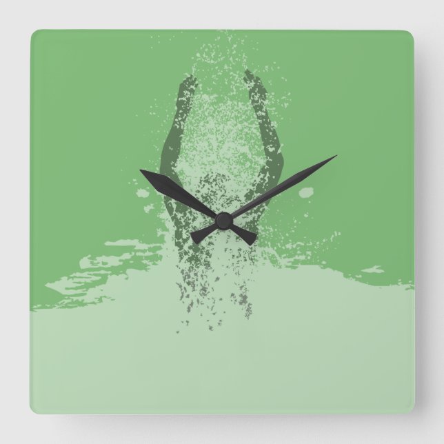 Horloge Carrée Fresh Black and White Grunge Man Water (Recto)