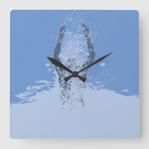 Horloge Carrée Fresh Black and White Grunge Man Water
