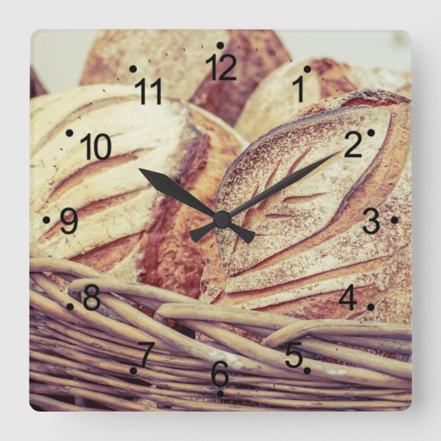 Horloge Carrée Fresh Bread Basket Kitchen (Recto)