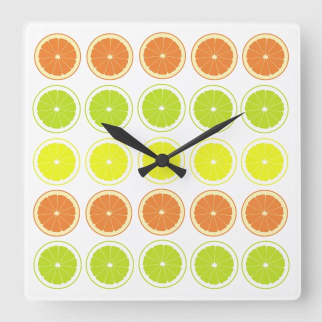 Horloge Carrée Fresh Citrus Theme Kitchen Clocks (Recto)