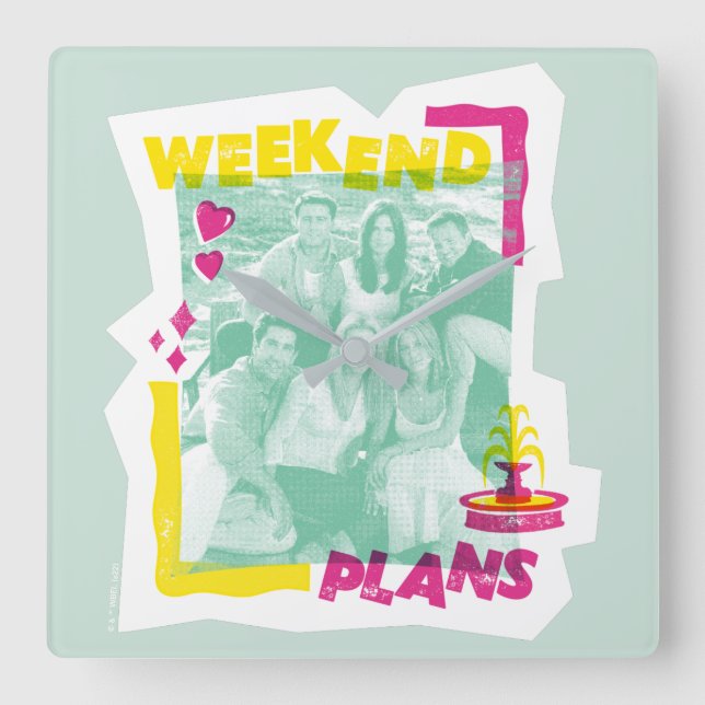 Horloge Carrée FRIENDS™ | Plans pour le week-end (Recto)
