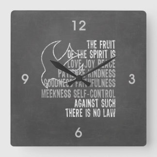 Horloge Carrée Fruit de la Spirit Chalkboard