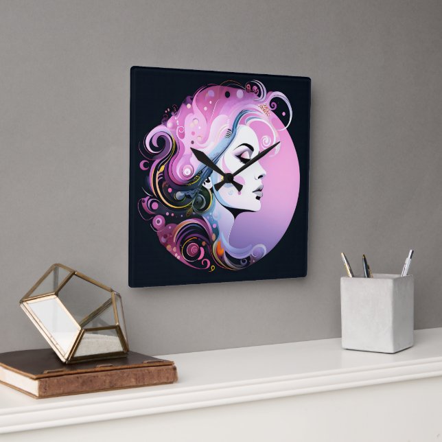 Horloge Carrée "Fruit féminin" Beauté féminine (Bureau)