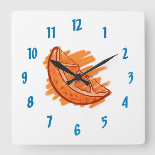 Horloge Carrée Fruit Motif Sang Orange Cadeaux
