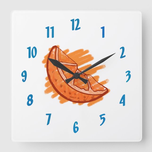 Horloge Carrée Fruit Motif Sang Orange Cadeaux (Recto)