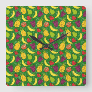 Horloge Carrée Fruit motif transparent   motif de surface de frui