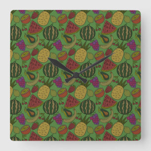 Horloge Carrée Fruit motif transparent motif de surface de frui