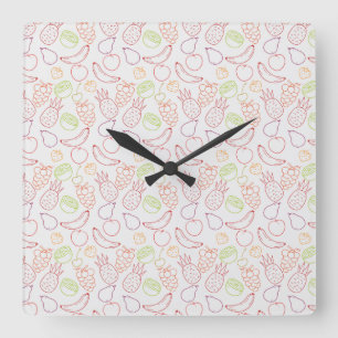 Horloge Carrée Fruit motif transparent motif de surface de frui