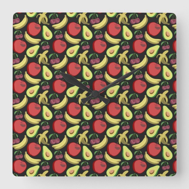 Horloge Carrée Fruit seamless pattern | colorful tropical fruit (Recto)