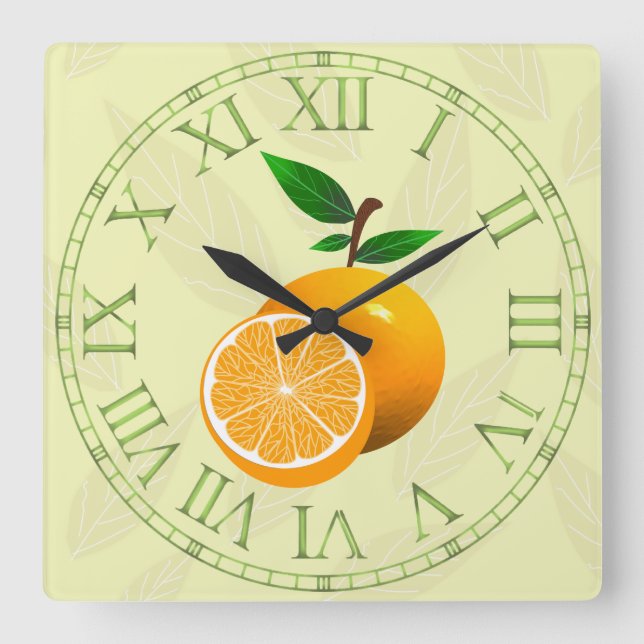 Horloge Carrée Fruits d'orange (Recto)