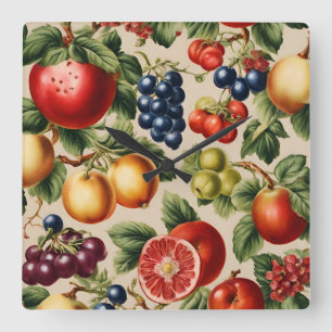 Horloge Carrée Fruits et Fleurs du Luxe Jardin Italien