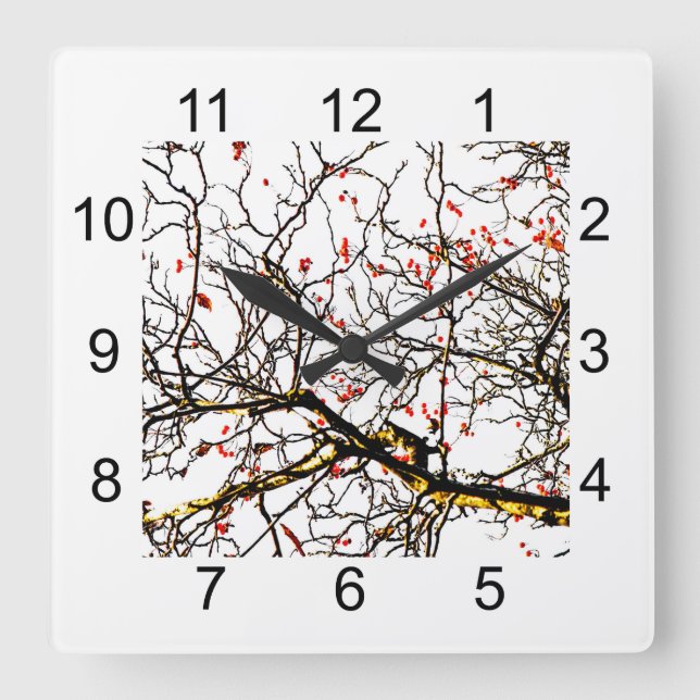 Horloge Carrée Fruits rouges ou fraises (Recto)