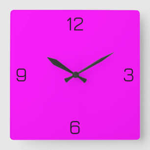 Horloge Carrée Fuchsia / Hot Pink FF00FF - Option pour ajouter un
