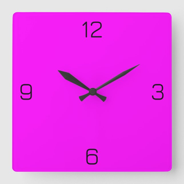 Horloge Carrée Fuchsia / Hot Pink FF00FF - Option pour ajouter un (Recto)